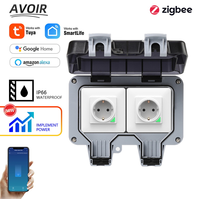 Outdoor Power With Timer - Avoir Tuya Zigbee المقابس الكهربائية IP66