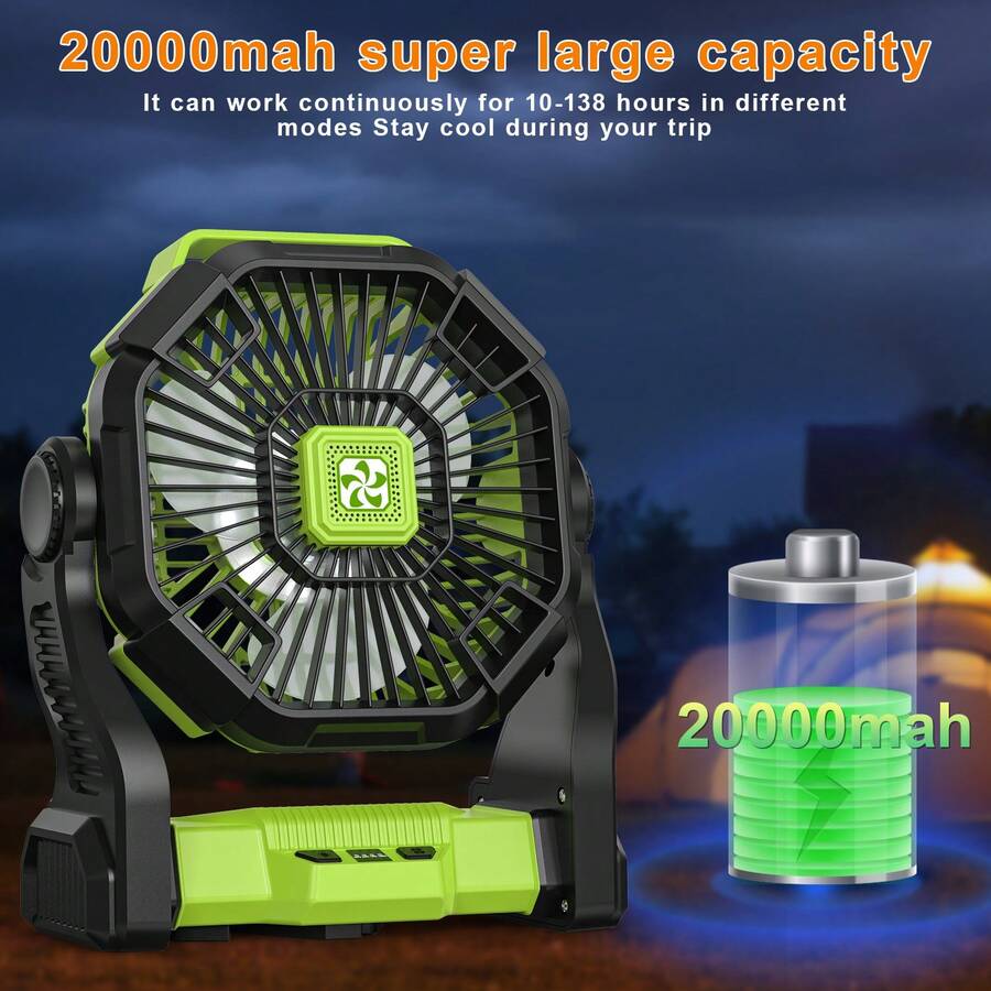 Outdoor Power With Timer - مروحة محمولة تعمل بالبطارية بسعة 20000