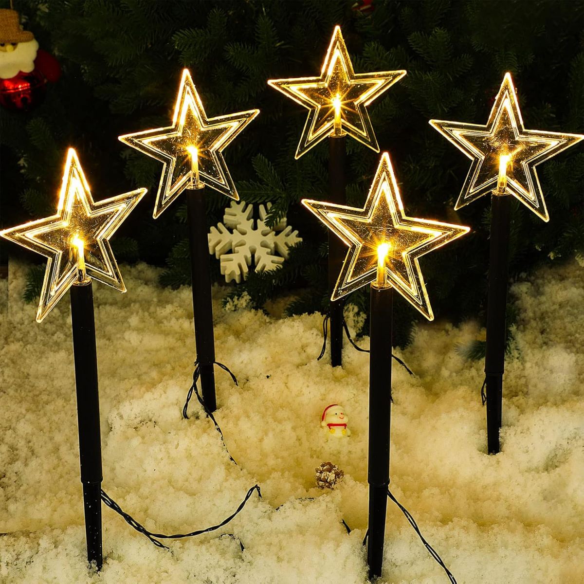 5 قطعة أضواء مسار عيد الميلاد  - مراجعة Outdoor Solar Power Xmas Lights وسعره