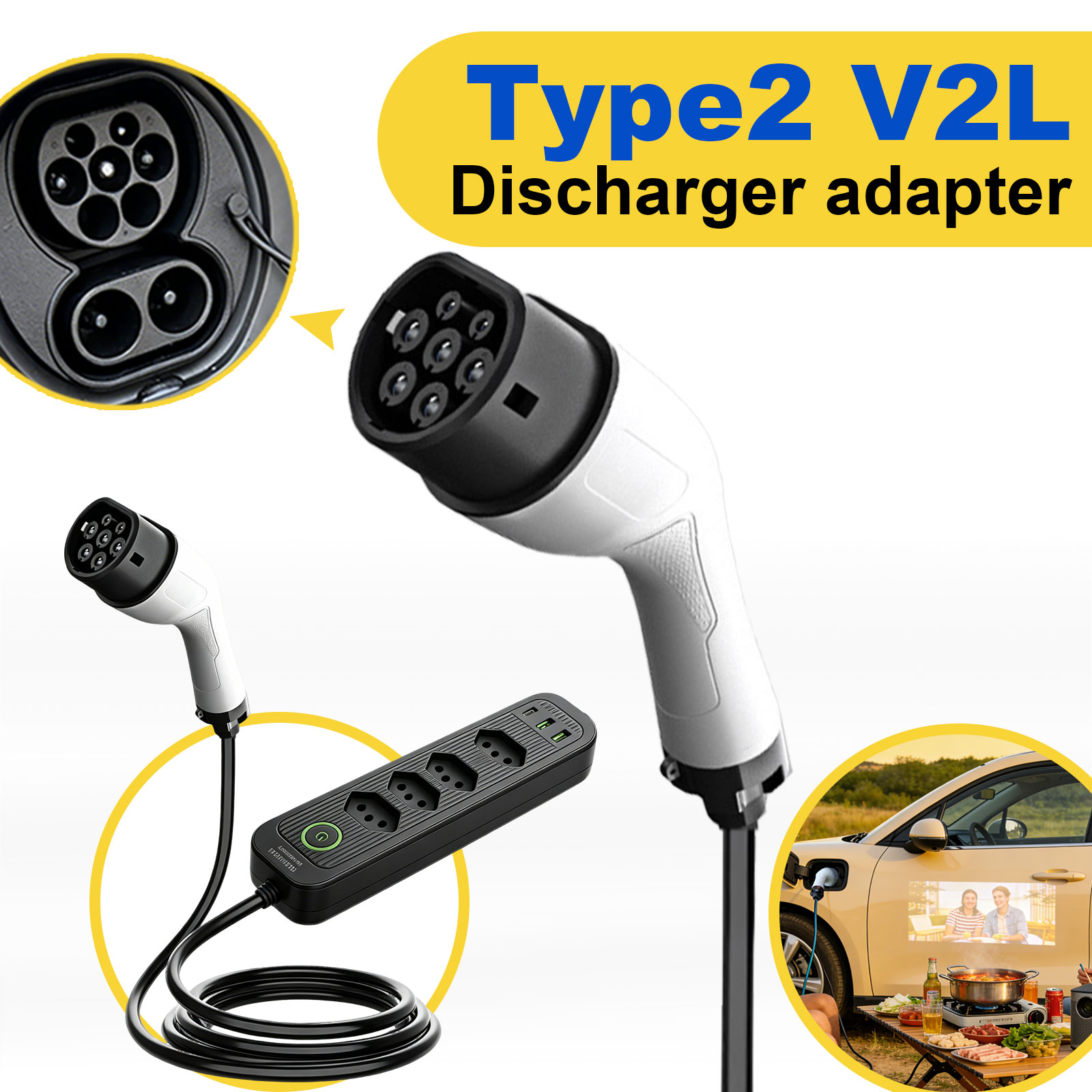 محول تفريغ طاقة من النوع 2 V2L - مراجعة Outdoor Power Adapter وسعره
