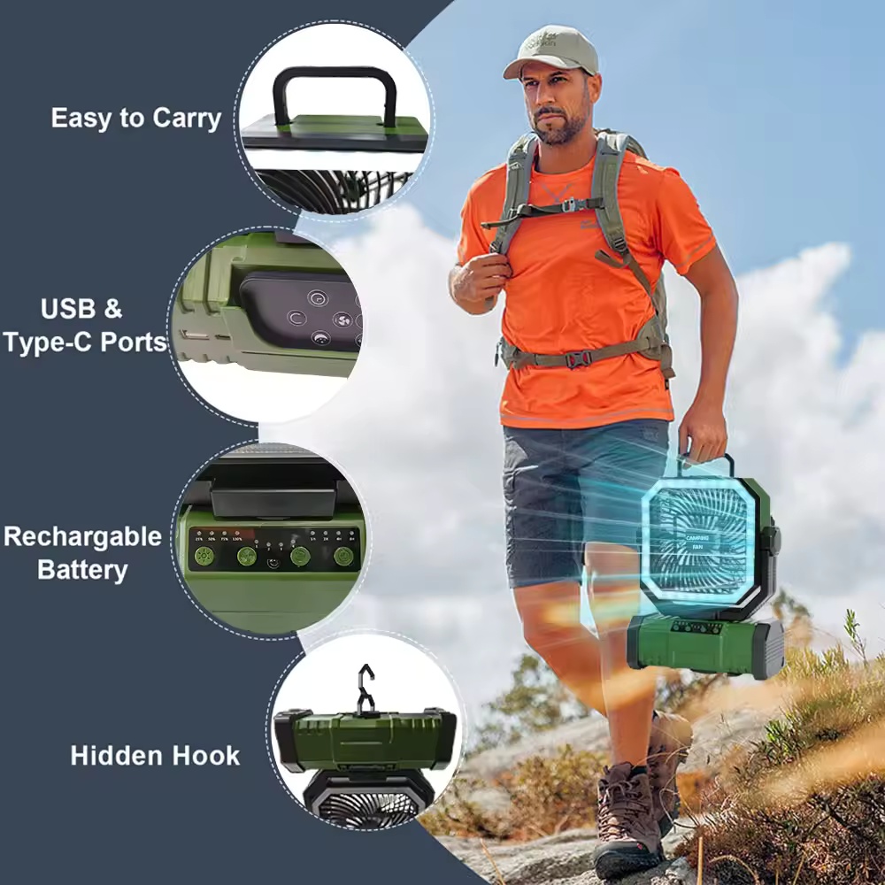 مروحة تخييم بسعة 20000 مللي أم - مراجعة Outdoor Power With Timer وسعره