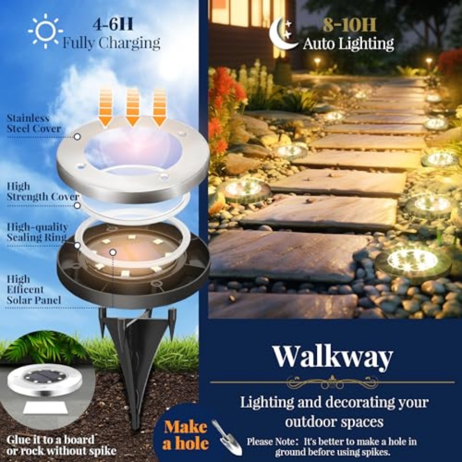 أضواء أرضية تعمل بالطاقة الشمس - مراجعة Outdoor Power Lights وسعره